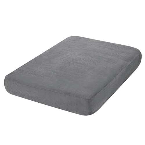 hyha Velvet Couch Cushion Covers Soft Sofa Seat Covers for sectional 2 Cushion Couch Washable Magic Sofa Slipcover with Elastic Bottom NonSlip Furniture Protector for Pets KidMedium Grey