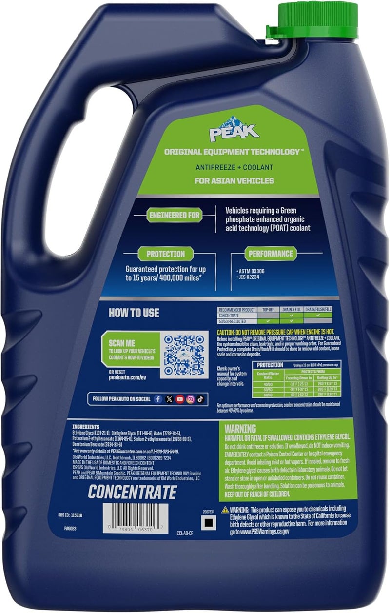 PEAK OET سائل تبريد مضاد للتجمد بتركيز حياة ممتدة للسيارات الآسيوية 1 جالون - Image 2