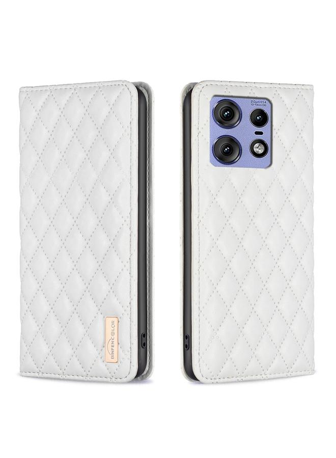 S-TOP Case For Motorola Edge 50 Pro 5G Diamond Lattice Magnetic Leather Flip Phone Case - Image 1