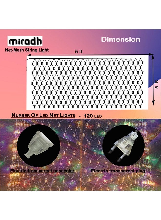 MIRADH Led Net Mesh String Lights - Diwali Lights for Decoration for Home Diwali Lights for Home Decoration led Lights ganpati Decoration Items for Home 5ft x 5ft 120 LEDs (8 Mode Multicolor) - Image 2