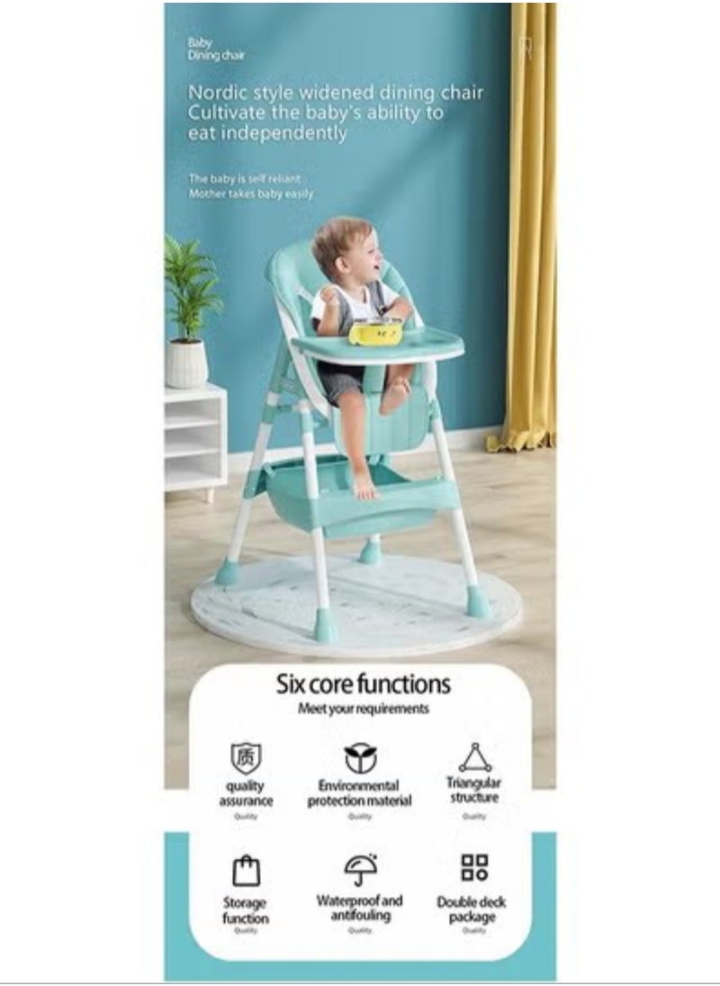 FULL JOY Adjustable Multifunctional Portable Foldable Dining Highchair With Removable Tray-Green  - Image 4