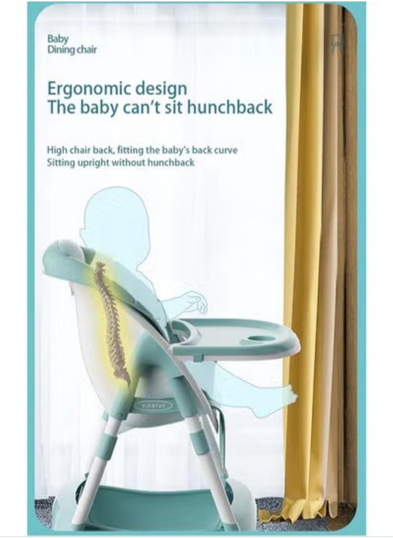 FULL JOY Adjustable Multifunctional Portable Foldable Dining Highchair With Removable Tray-Green  - Image 3