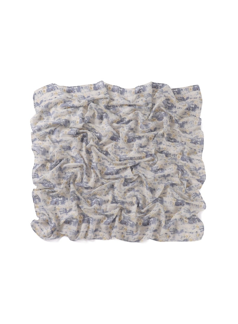 KUYING New Art Plaid Scarf Printed Pearl Chiffon Small Square Scarf Shawl Fragmented Flower Vintage Scarf Headband  - Image 1