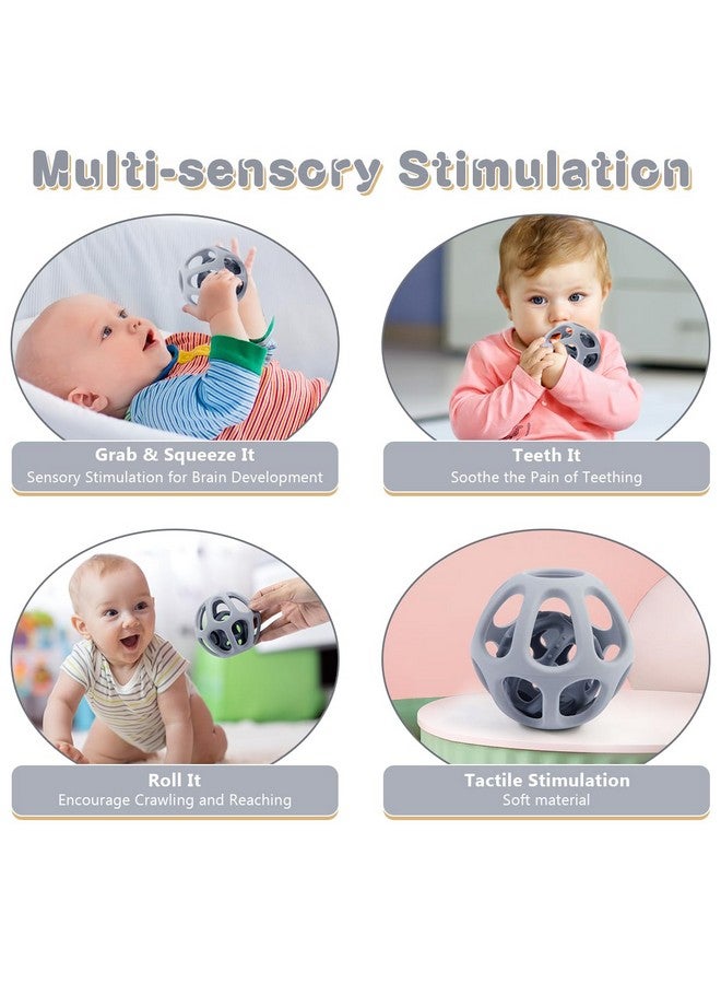MCGMITT Silicone Baby Teether Ball Toy, Easy Grasp Sensory Balls for Babies 0-6-12 Months, Food Grade Soft Teether Ring for Teething Relief, Baby Teething Toy Gift for Infant Toddlers Boys and Girls - Image 3