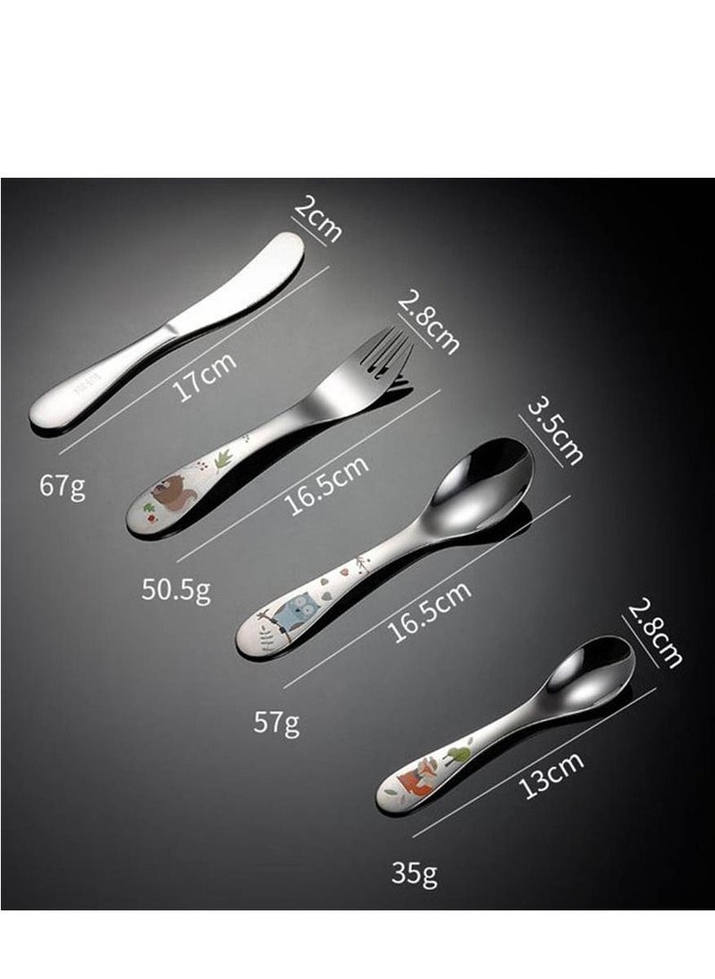 Brain Giggles Brain Giggles Set of 4 Cutlery Set with Box Stainless Steel Tableware for Toddler and Kids  - Image 2