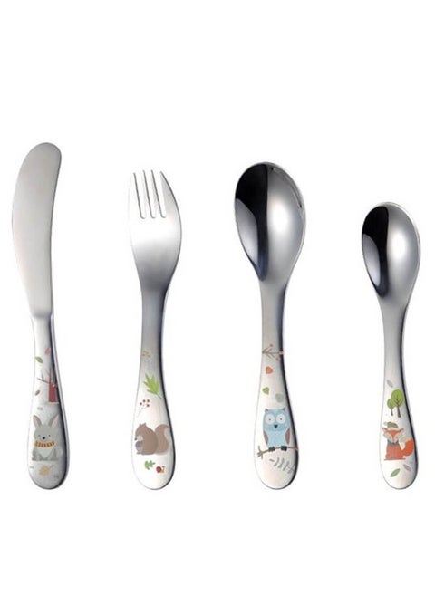 Brain Giggles Set of 4 Cutlery Set with Box Stainless Steel Tableware for Toddler and Kids