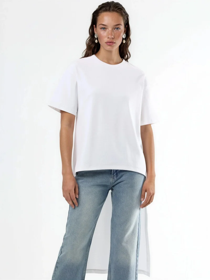 بوسيم BUSEM Oversized Crew Neck Tunic with Slit