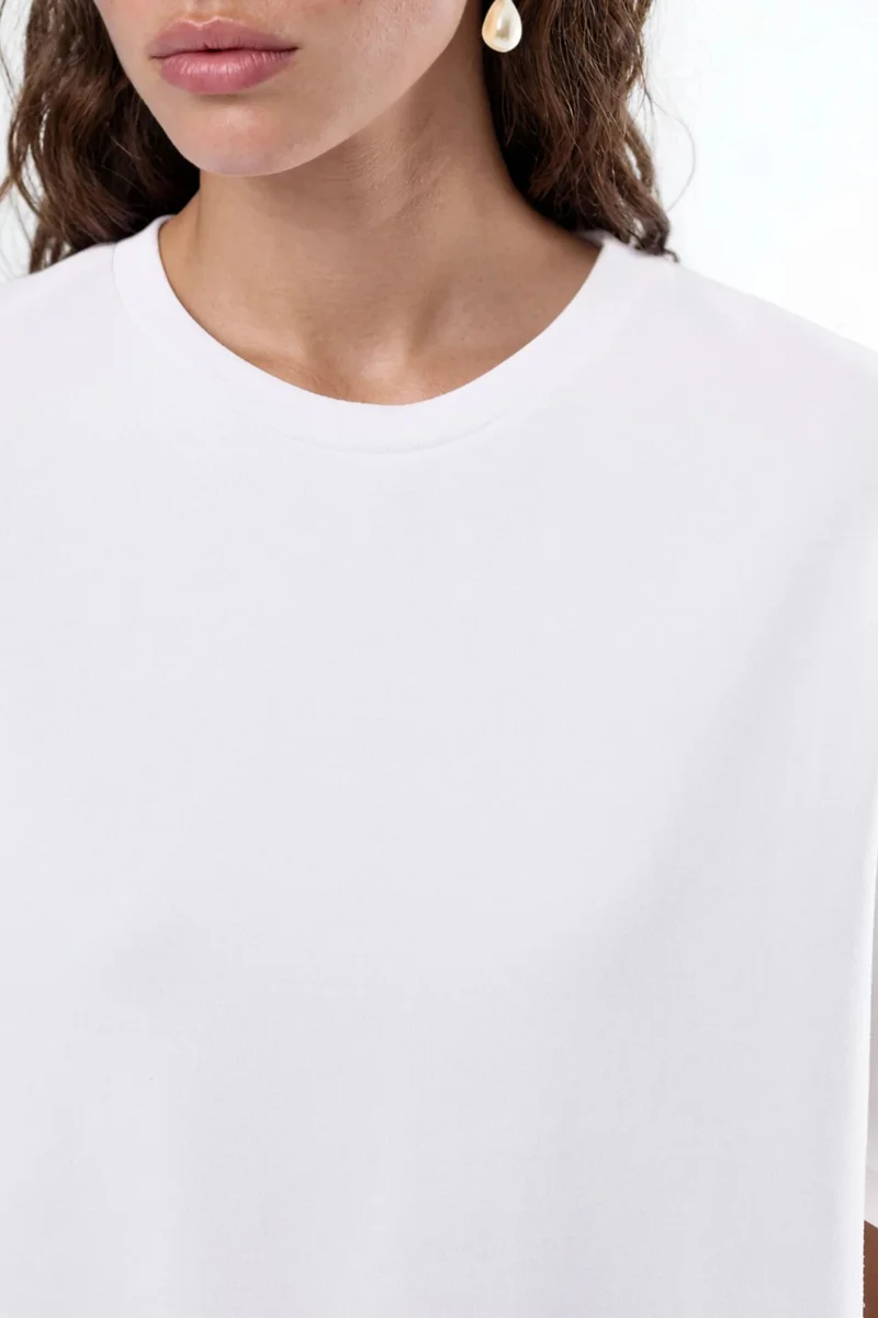 Busem White BUSEM Oversized Crew Neck Tunic with Slit for Women | Best Price UAE