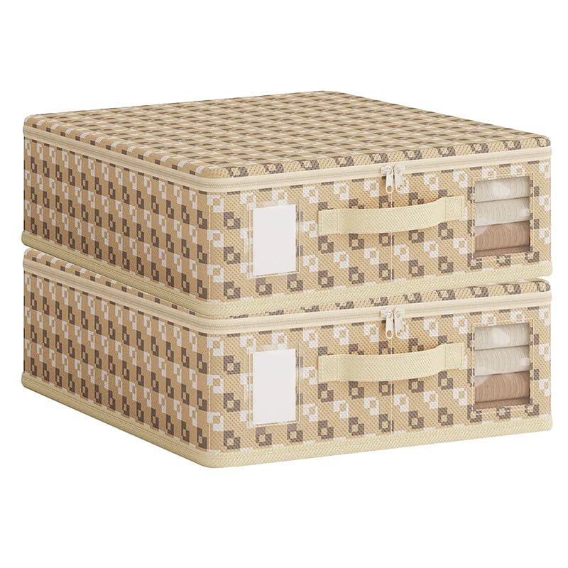 PRIME PICK Storage Box Cloth Organiser Pack of 3 clothes organizer NonWoven Wardrobe Organizer for Storage Foldable Washable Box with Lid Metal Frame Handles Ideal for Almirah Drawer - Image 1