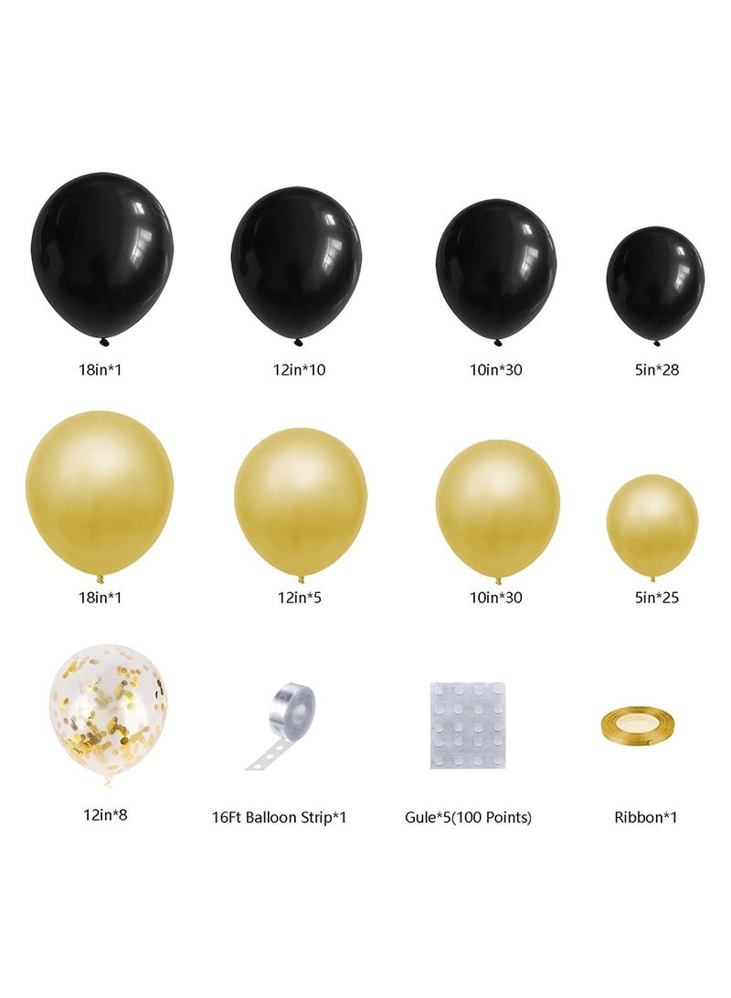 JEEJPV 145pcs Black Gold Balloon Garland Set Balloon Arch Latex Balloons for Baby Birthday Party Family Party Wedding Decoration - Image 2
