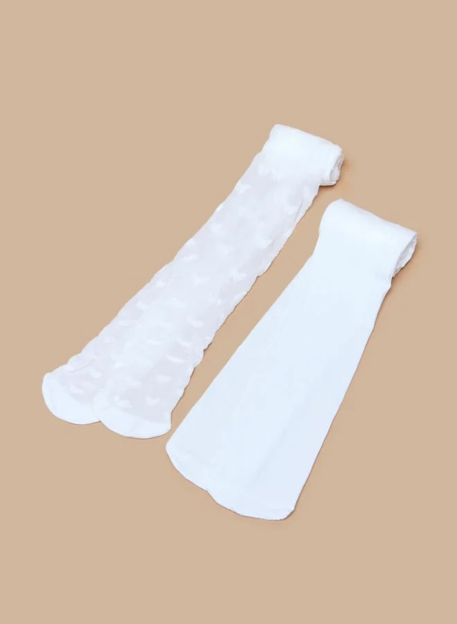 Little Missy Girls Assorted Tights with Elasticated Hem - Set of 2
