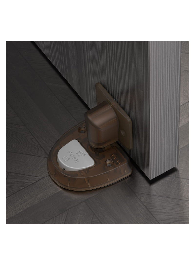 Y&D Door Holder to Keep Open, SYOSI Stopper for Bottom of Door, Soundless Stop, Windproof Babyproof Mechanical Doorstop, Nailless Floor Catch, Light Brown, 1 Pack  - Image 2