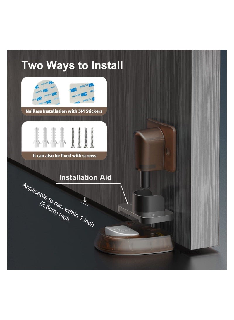 Y&D Door Holder to Keep Open, SYOSI Stopper for Bottom of Door, Soundless Stop, Windproof Babyproof Mechanical Doorstop, Nailless Floor Catch, Light Brown, 1 Pack  - Image 5