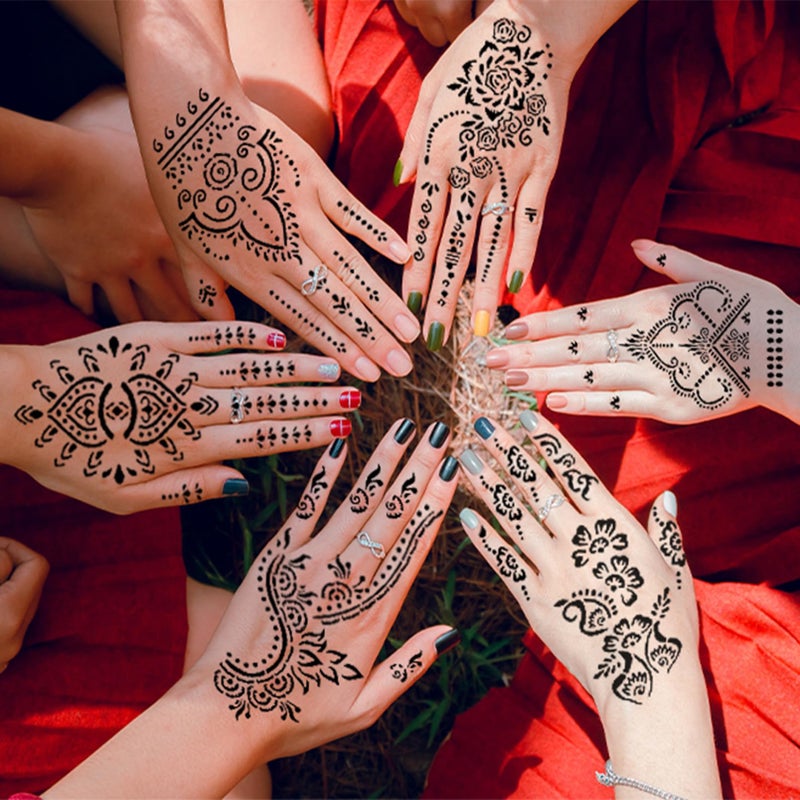 ChurlChurl 24 Sheets Henna Tattoo Stencils Kit for Hand, Indian Arabian Temporary Tattoo Template Mehndi Stencil Stickers - Image 2