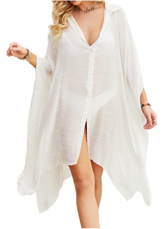 Generic Batwing Sleeve Beach Cover Up, Women Maxi Kimono Beach Dress, Beach Coverup, Women's Long Clothes, for Evening Wear, Summer Wear, One Size Fits Most  - Image 1
