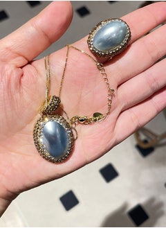 General Copper-Plated 18K Gold Inlaid Mother Of Pearl 2-PieceJewelry Set/Necklace/Ring  - Image 2
