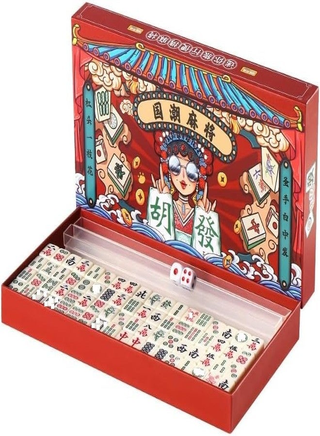 EatingBiting Mini Mahjongs 20mm/0.78" Board Game Portable Travel Set 144pcs Chinese Mahjongs Classic Traditional Chinese Dominos Family Tabletop Game - Image 1