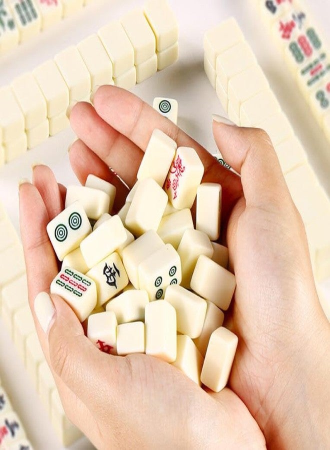 EatingBiting Mini Mahjongs 20mm/0.78" Board Game Portable Travel Set 144pcs Chinese Mahjongs Classic Traditional Chinese Dominos Family Tabletop Game - Image 3