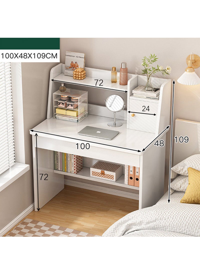 شاربدو - مكتب دراسة وكمبيوتر مع مساحة تخزين، أبيض، 100×48×109 سم - Image 1