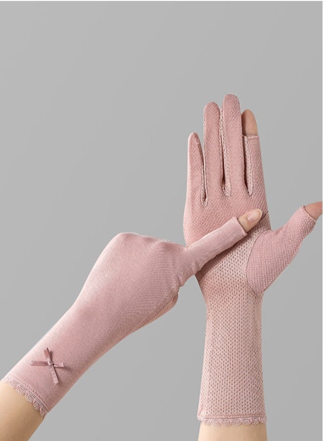 NIBEMINENT Women's Driving Gloves Anti-UV Anti-Slip Gloves Pink - Image 1