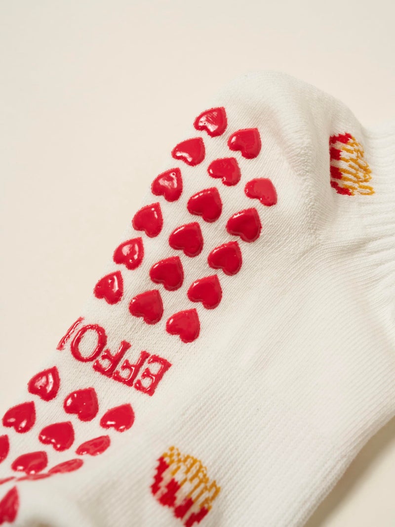 Shapes Studio Half Calf Grip Socks, Cute Fruit Pilates Socks, Ruffle Socks, Non-Slip for Barre Yoga (US, Numeric, 5, 10, Regular, Regular, French Fries, Effortless Club) - Image 5