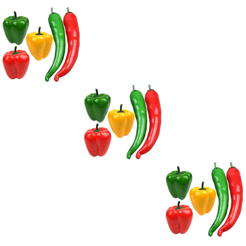Set Of 3 Realistic Artificial Chili Pepper Decor Display Props For Home Office - Image 2