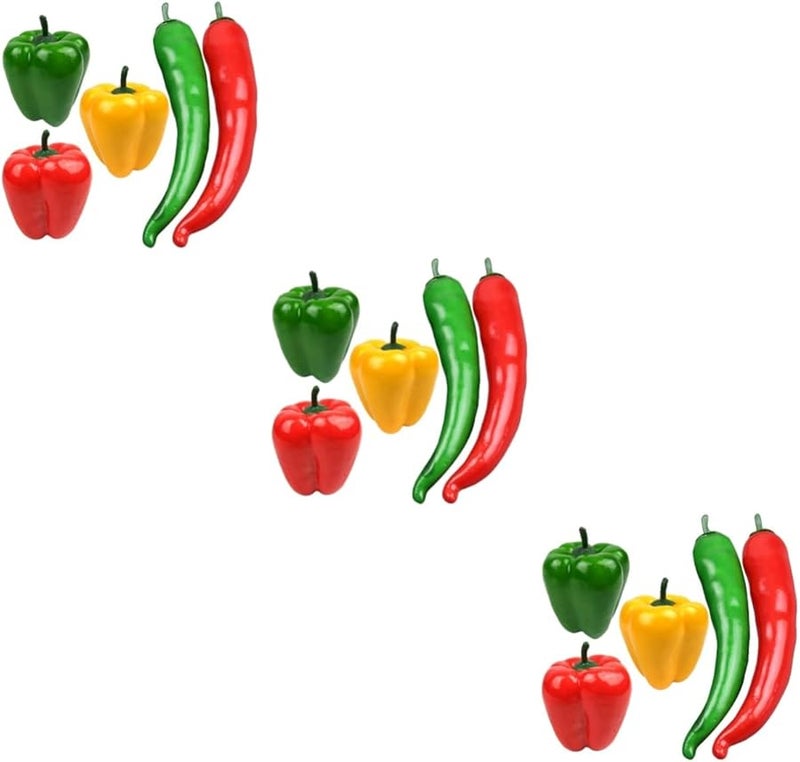 Set Of 3 Realistic Artificial Chili Pepper Decor Display Props For Home Office - Image 1