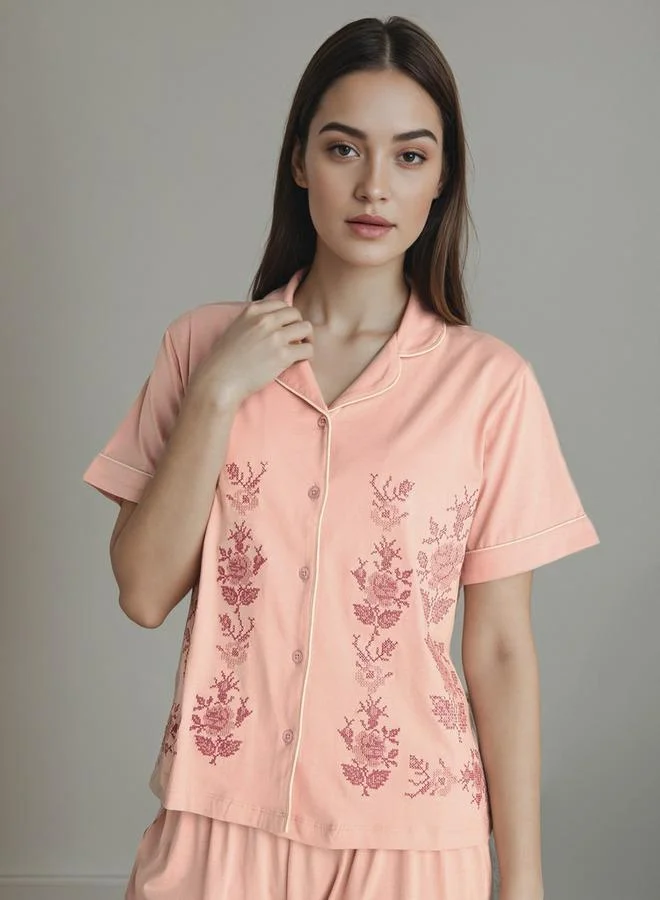 سبلاش فيڤ طقم بيجامة مطرز بالزهور