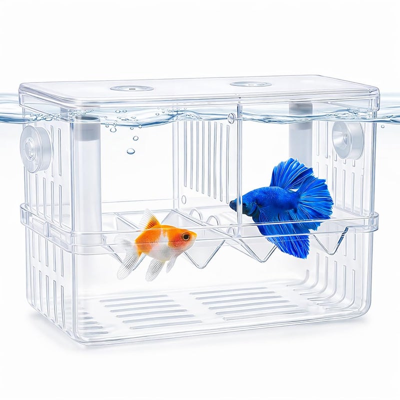 rizopets Aquarium Breeding Box, Double Layer Fish Tank Isolation Box with Divider, Clear Acrylic - Image 5