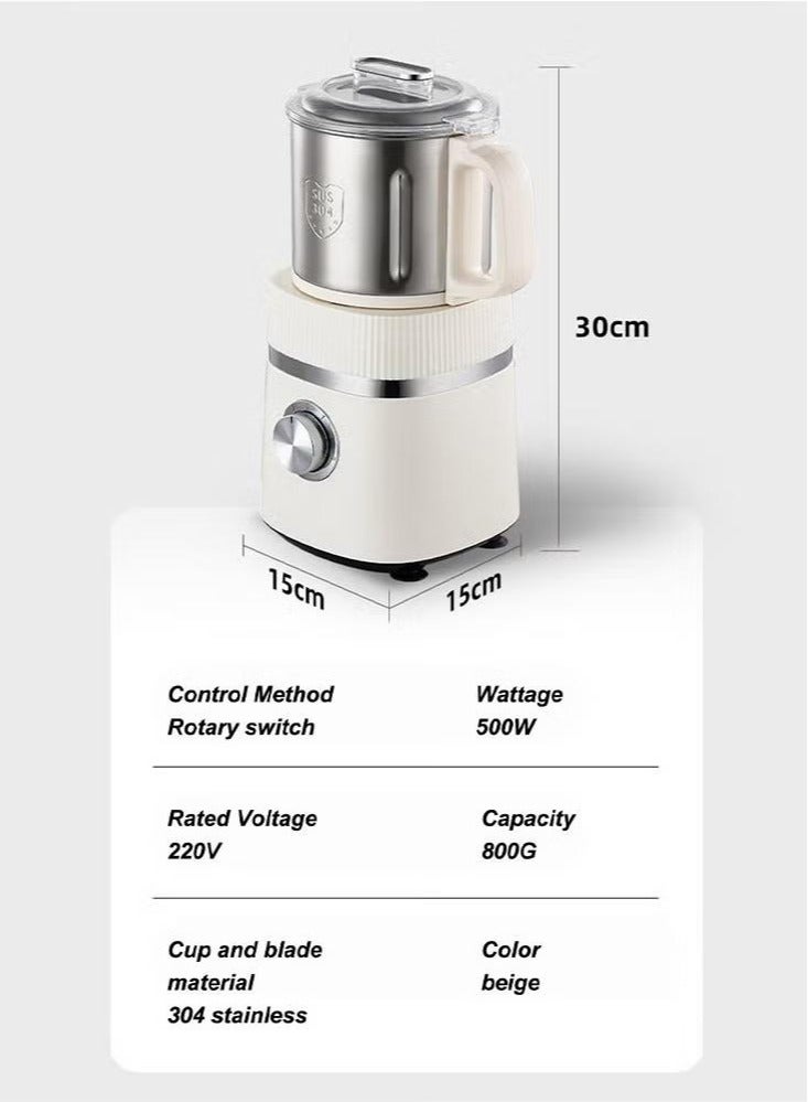 XiuWoo Electric Grinder, 800g Stainless Steel Coffee-Bean Grinder Stainless Steel, for Spices, Herbs, and Nuts Grinding and Coffee, White  - Image 2