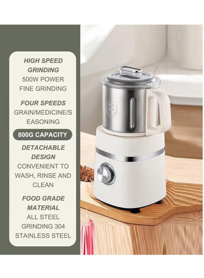 XiuWoo Electric Grinder, 800g Stainless Steel Coffee-Bean Grinder Stainless Steel, for Spices, Herbs, and Nuts Grinding and Coffee, White  - Image 4