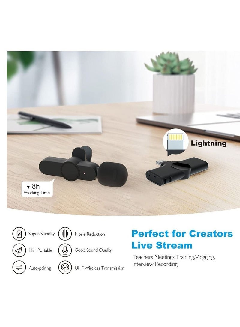 Upgraded （Plug-Play） Wireless Lapel Lavalier Microphone for iPhone iPad Recording,YouTube Facebook Live Stream,Vlog, Auto-Sync Wireless Mic with 2 Clips (No Need App/Bluetooth) - Image 2