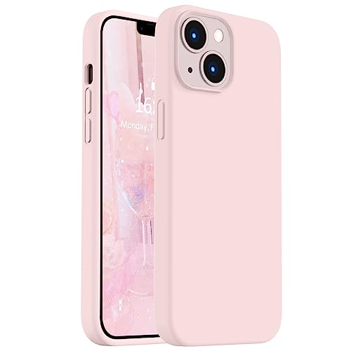 Vooii Compatible with iPhone 14 Case,[Silky Touch Premium Liquid Silicone] [Soft Anti-Scratch Microfiber Lining], Ultra Slim Shockproof Protective Case for iPhone 14 - Chalk Pink - Image 1