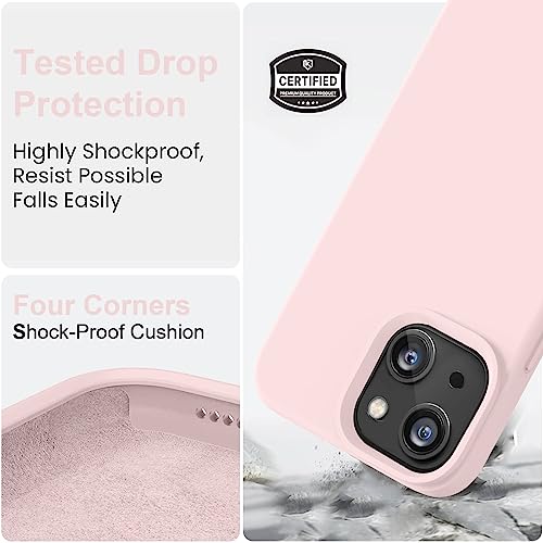 Vooii Compatible with iPhone 14 Case,[Silky Touch Premium Liquid Silicone] [Soft Anti-Scratch Microfiber Lining], Ultra Slim Shockproof Protective Case for iPhone 14 - Chalk Pink - Image 4