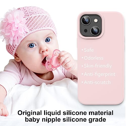 Vooii Compatible with iPhone 14 Case,[Silky Touch Premium Liquid Silicone] [Soft Anti-Scratch Microfiber Lining], Ultra Slim Shockproof Protective Case for iPhone 14 - Chalk Pink - Image 5