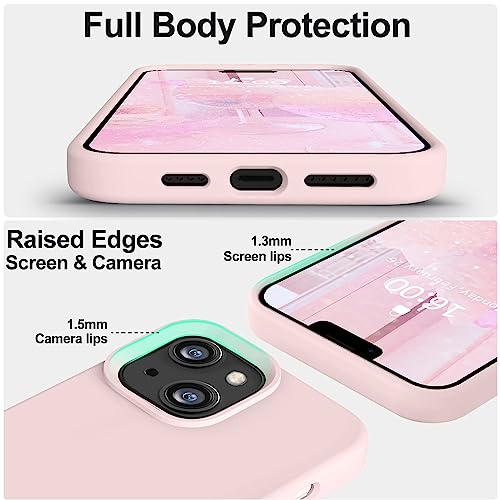 Vooii Compatible with iPhone 14 Case,[Silky Touch Premium Liquid Silicone] [Soft Anti-Scratch Microfiber Lining], Ultra Slim Shockproof Protective Case for iPhone 14 - Chalk Pink - Image 3