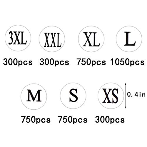 DERAYEE 4200 Pcs Clothing Size Round Stickers, 1/2” Labels Sticker White Adhesive Apparel Circle Size Labels 7 Sizes (XS/S/M/L/XL/XXL/XXXL) - Image 2