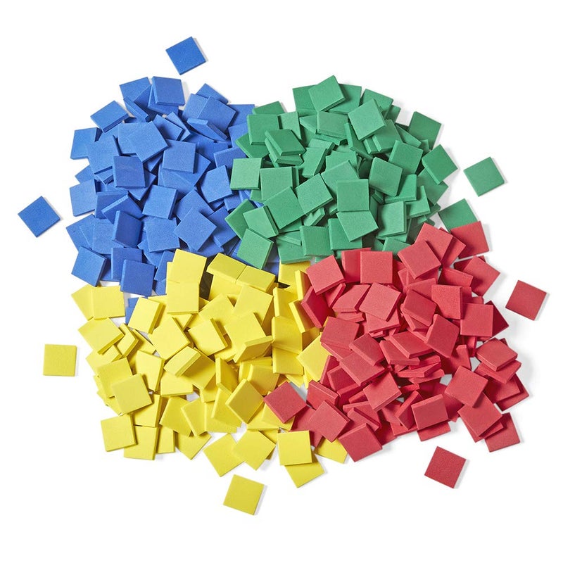 hand2mind hand2mind Foam Square Color Tiles Color Sorting Math Counters for Kids Counting Manipulatives Colored Foam Squares Math Manipulatives Bingo Chips Game Tokens Tiles Learning Set of 400  - Image 1