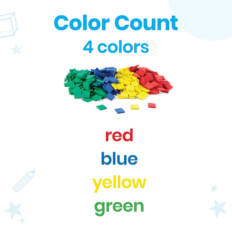 hand2mind hand2mind Foam Square Color Tiles Color Sorting Math Counters for Kids Counting Manipulatives Colored Foam Squares Math Manipulatives Bingo Chips Game Tokens Tiles Learning Set of 400  - Image 2