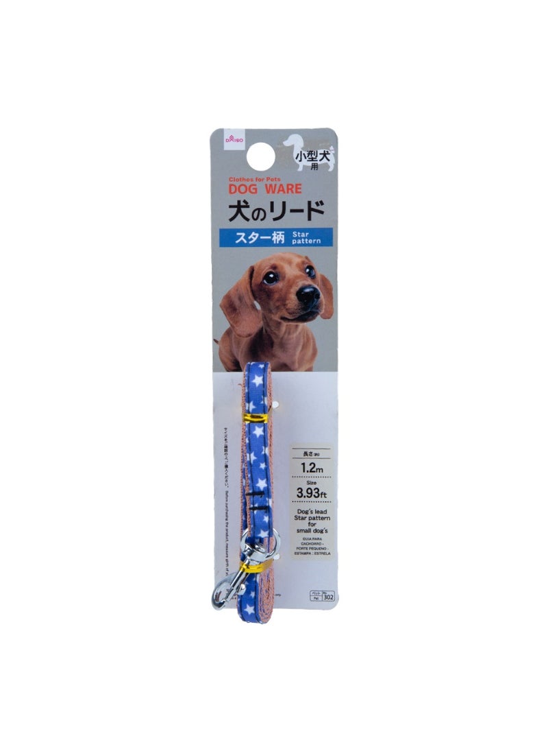 Daiso Star Pattern Dog Lead | Blue | Stylish Star Print Leash for Small Dogs - Image 1