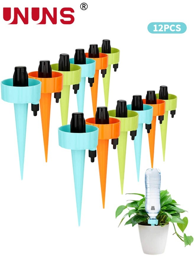 Plant Self Watering Spikes,12PCS Automatic Water Control System With Slow Release Valve,Adjustable Water Volume Drip Irrigation Control System For Home Vacation Plant Watering
