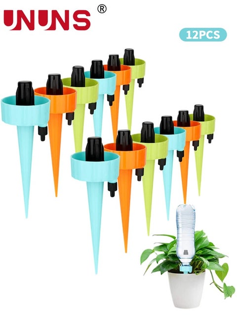 Plant Self Watering Spikes,12PCS Automatic Water Control System With Slow Release Valve,Adjustable Water Volume Drip Irrigation Control System For Home Vacation Plant Watering