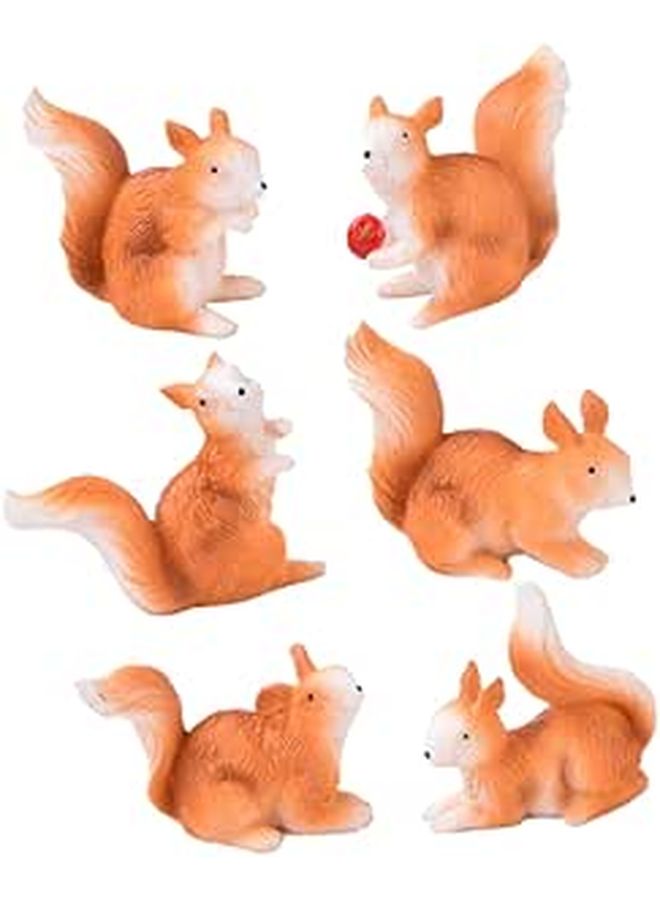 6pcs Miniature Squirrel Figurines Resin Animal Statues For Garden Dollhouse Cake Decor - Image 1