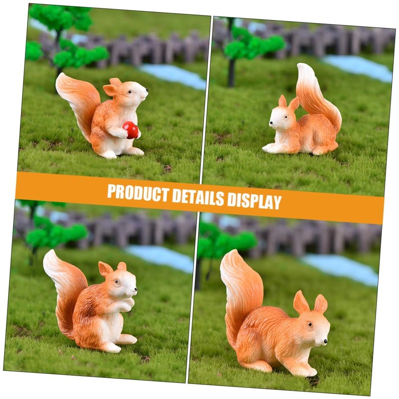 6pcs Miniature Squirrel Figurines Resin Animal Statues For Garden Dollhouse Cake Decor - Image 4