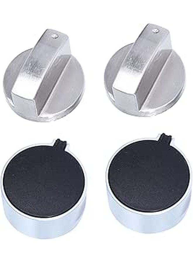 Lurrose 4pcs Zinc Alloy Gas Stove Knobs Black Silver Easy Install For Burners - Image 1