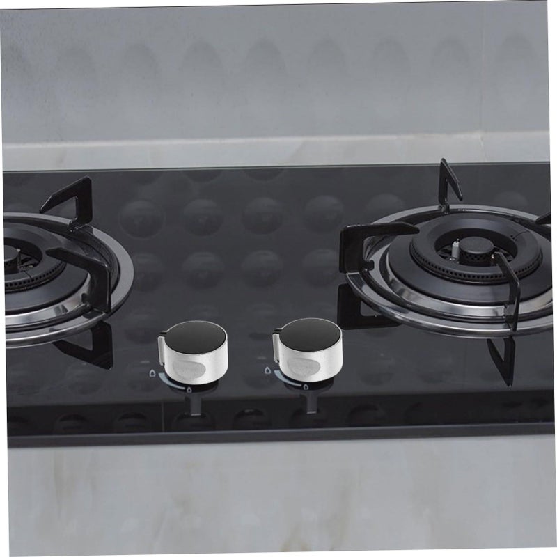 Lurrose 4pcs Zinc Alloy Gas Stove Knobs Black Silver Easy Install For Burners - Image 5