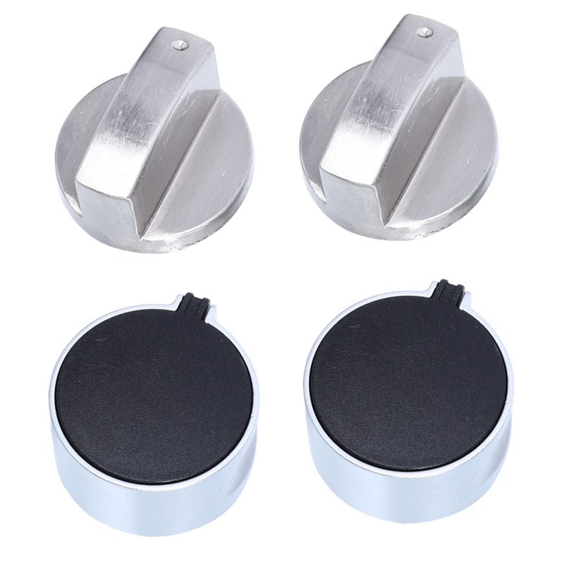 Lurrose 4pcs Zinc Alloy Gas Stove Knobs Black Silver Easy Install For Burners - Image 2