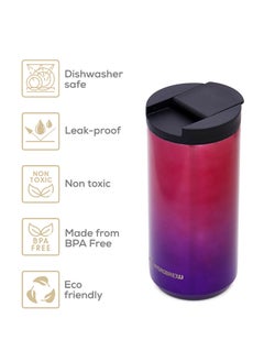 HYDROBREW Double Wall Insulated Tumbler Water Bottle - Chrome, 400Ml  - Image 3