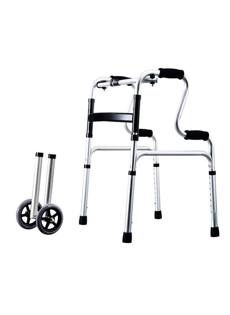 Generic Elderly Foldable Rehabilitation Walker Adjustable Walking Assist Aluminum Alloy Standing Frame Disabled Mobility Training Tools  - Image 1