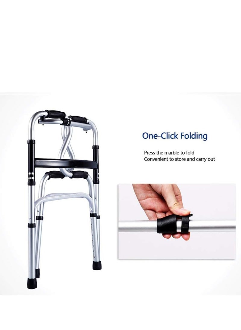 Generic Elderly Foldable Rehabilitation Walker Adjustable Walking Assist Aluminum Alloy Standing Frame Disabled Mobility Training Tools  - Image 3